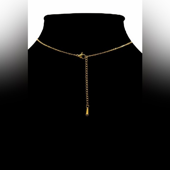 Pastel Enamel Flower Pendant w/ Faux Pearl Accents on Stainless Gold Tone Chain - Picture 9 of 12